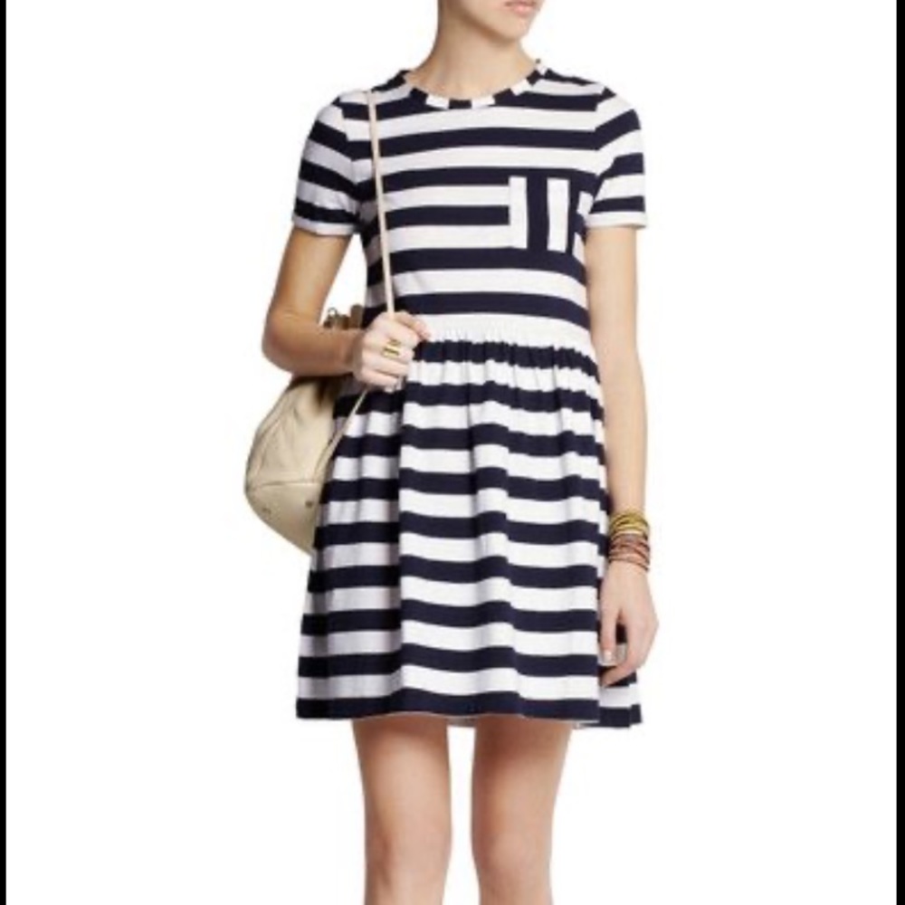 NWOT Chinti and Parker Navy Striped Tee Dress. SzS